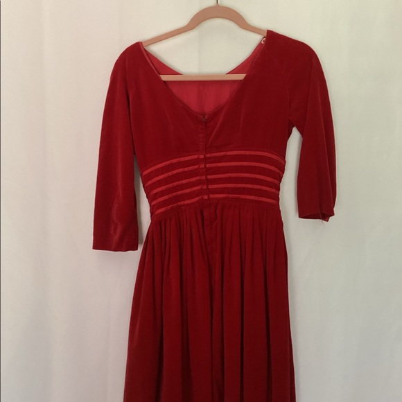 Vintage jr.theme Velvet red dress - Picture 1 of 10